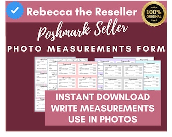 Poshmark Seller Printable: Photo Measurements Form (PDF Download)