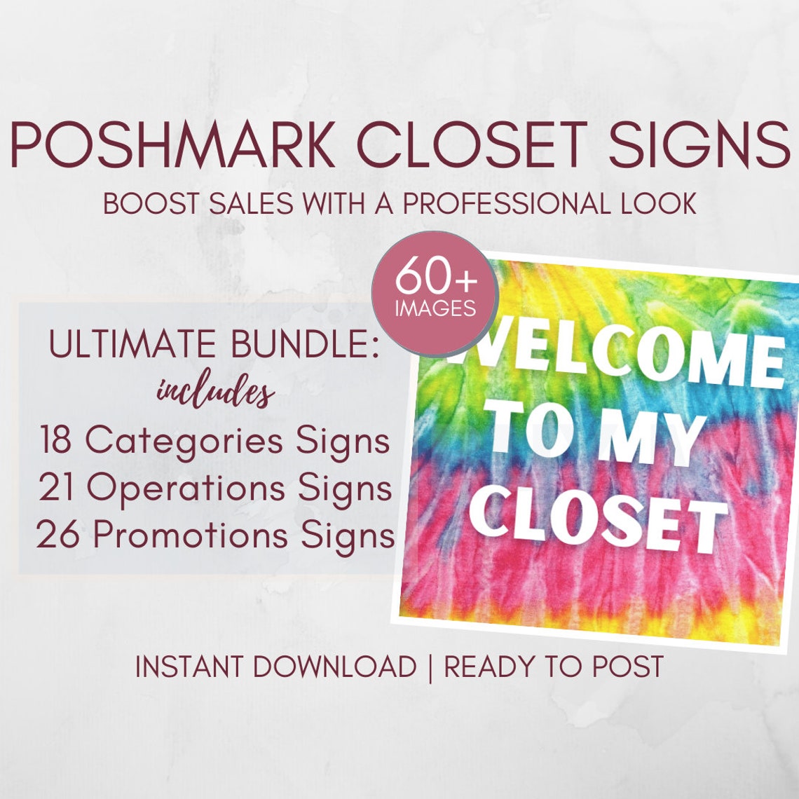 Poshmark Closet Signs Bundle 60 Images Tie Dye Theme Professionally