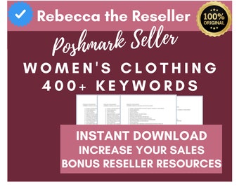 Poshmark Seller Printable | Womens Clothing Keywords List | Optimize Listing SEO, Get Found in Search | Poshmark eBay Mercari Online Sellers
