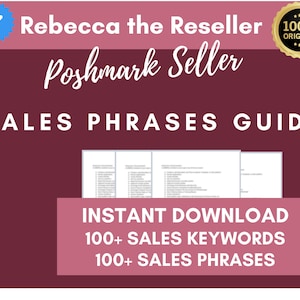 Poshmark Seller Printable | Sales Phrases Keywords Guide | Enhance Your Listings and Entice Buyers | Poshmark eBay Mercari Online Sellers