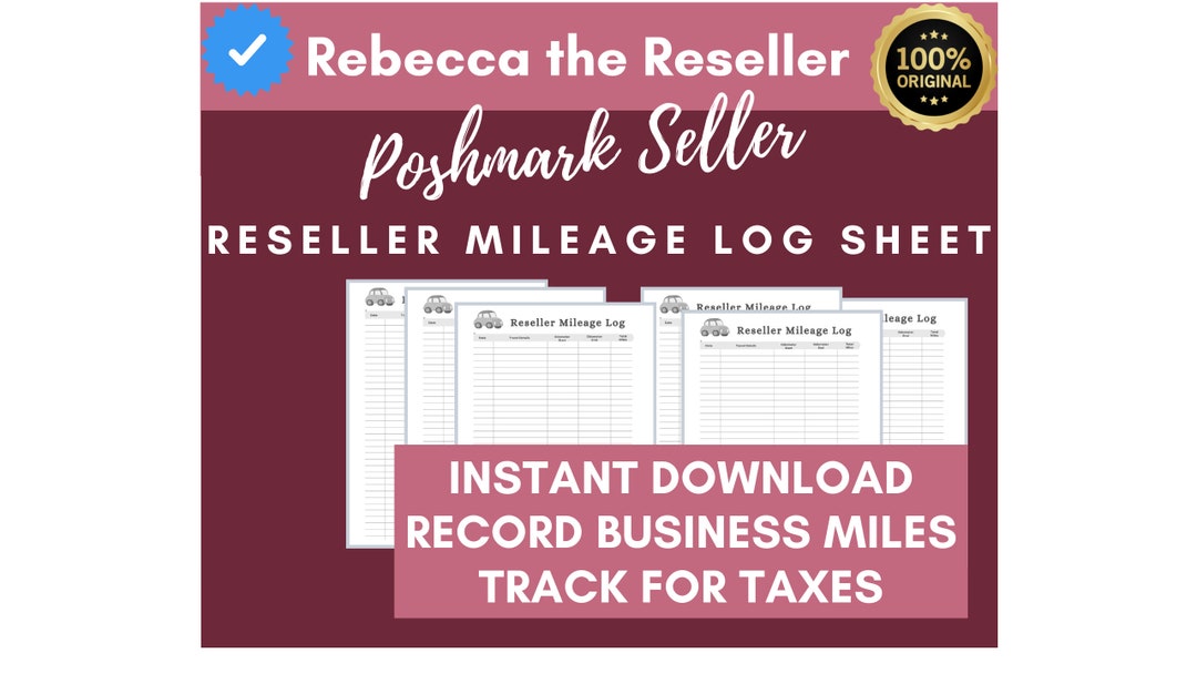 Poshmark Seller Printable | Poshmark Planner Reseller Blank Mileage Log Sheet Template ...