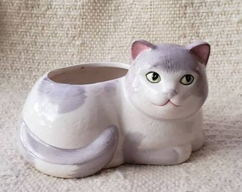Outdoor Gardening Planters Pots Vintage Mini Unique Ceramic Cat Planter Orange Cat Decor
