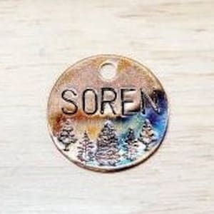 Trees Dog Tag, Colorful Dog Tag, Dog Tags for Dogs, Small Pet Tag, Dog Tags, Personalized Dog Tags