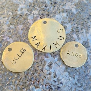 Dog tag, Minimalist pet ID, Brass name tag, Textured Dog tag, Cat tag, minimalist cat tag, Name ID