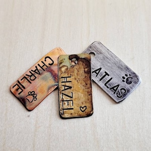 Dog Tag-Rectangle Dog Tag Dog Tags for Dogs Personalized Dog Tags Copper-Aluminum Brass Bronze Name Pet Tag image 2