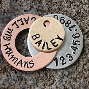 call my humans Dog Tag, Dog Tags for Dogs, Mixed Metals, Hand Stamped Dog Tag, Personalized Dog Tag, Pet ID Tag, Pet Tag, Layered Dog tag