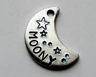 Dog Tag, Dog Tags, Moon Pet ID Tag, Dog Tags for Dogs, Star Pet Tag, Hand Stamped Tags, Luna Dog Tag, Galaxy Pet Tag, Dog Tags