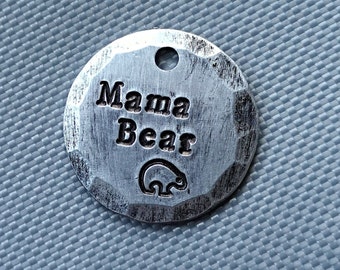 Mama Bear Key Ring, Key Ring, Key Fob, Keychain, Gift for her, Gift For Him, Hand Stamped, Metal Key Ring, Birthday Gift, Personalized Gift