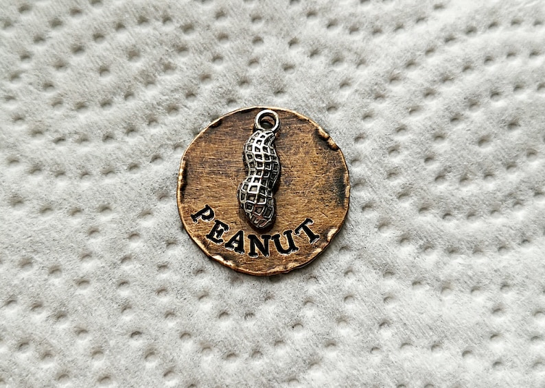Dog Tag Peanut Dog Tag Dog Tags for Dogs Hand Stamped Dog Etsy