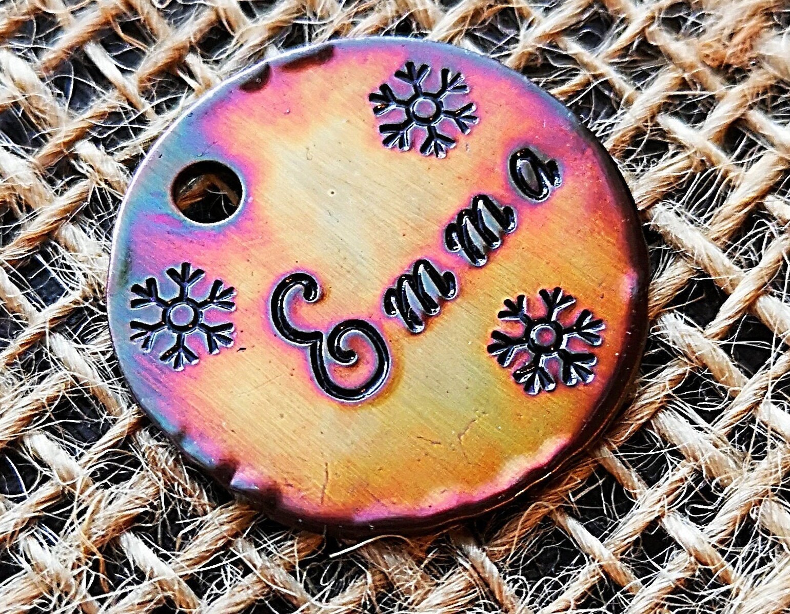 Winter Dog Tag with Snowflakes Colorful Dog Tag Dog Tags Etsy