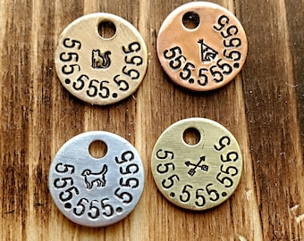 Tag phone number, Dog Tags for Dogs, Small Dog Tag, Small Cat Tag, Hand Stamped Dog Tag, Personalized Dog Tag, Pet ID Tag, Custom Dog Tag