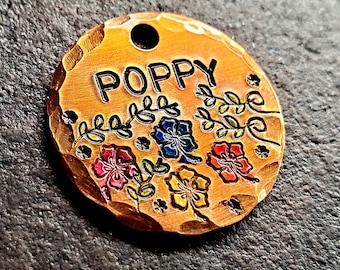 Dog Tag - Colorful Flower Dog Tag - Floral Dog Tag Design - Dog Tags - Pet ID Tag - Personalized Dog Tags - Name Tag