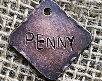 Dog Tag, Square Dog Tag for Dogs in Copper, Dog Tags, Personalized Dog Tags