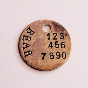 Dog Tag, oxidize bronze Dog Tag, Hand Stamped Dog Tag, Personalized Dog Tag, Pet ID Tag, Custom Dog Tag, Dog Tag for small pets