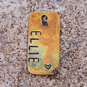 Dog Tag-Rectangle Dog Tag Dog Tags for Dogs Personalized Dog Tags Copper-Aluminum Brass Bronze Name Pet Tag Brass (Ellie)