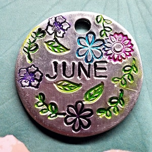 Dog Tag, Dog Tags, Colorful Flower Dog Tag for Dogs with Floral design, Pet ID Tag, Personalized Dog Tags
