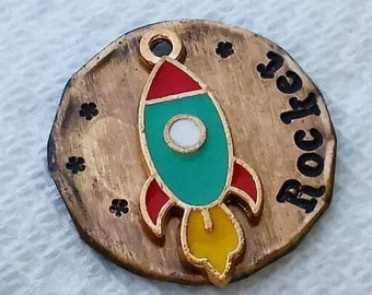 rocket shaped dog tag