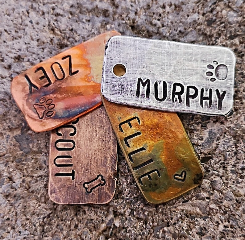 Dog Tag-Rectangle Dog Tag Dog Tags for Dogs Personalized Dog Tags Copper-Aluminum Brass Bronze Name Pet Tag image 1