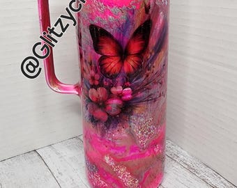 HANDMADE-HANDLE BUTTERFLY Hot-Cold beverage-drink holder-Christmas-Birthday-Mother's Day Gift Home-Unique-Glam-Beautiful-Luxury-Ship Free