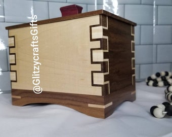 KEEPSAKE- Valet BOX- Finely crafted Custom HANDMADE box, with Exotic joinery & modern style lift handle. Birthday-Mother's day-Father's day.