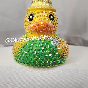 Rhinestone Rubber Duck: Farmer with Straw Hat - Jeep Decoration