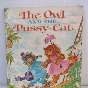 Vintage 1964 A Big Golden Book -The Owl and the Pussy-Cat by Edward Lear illustrated by Masha -Oversized Book