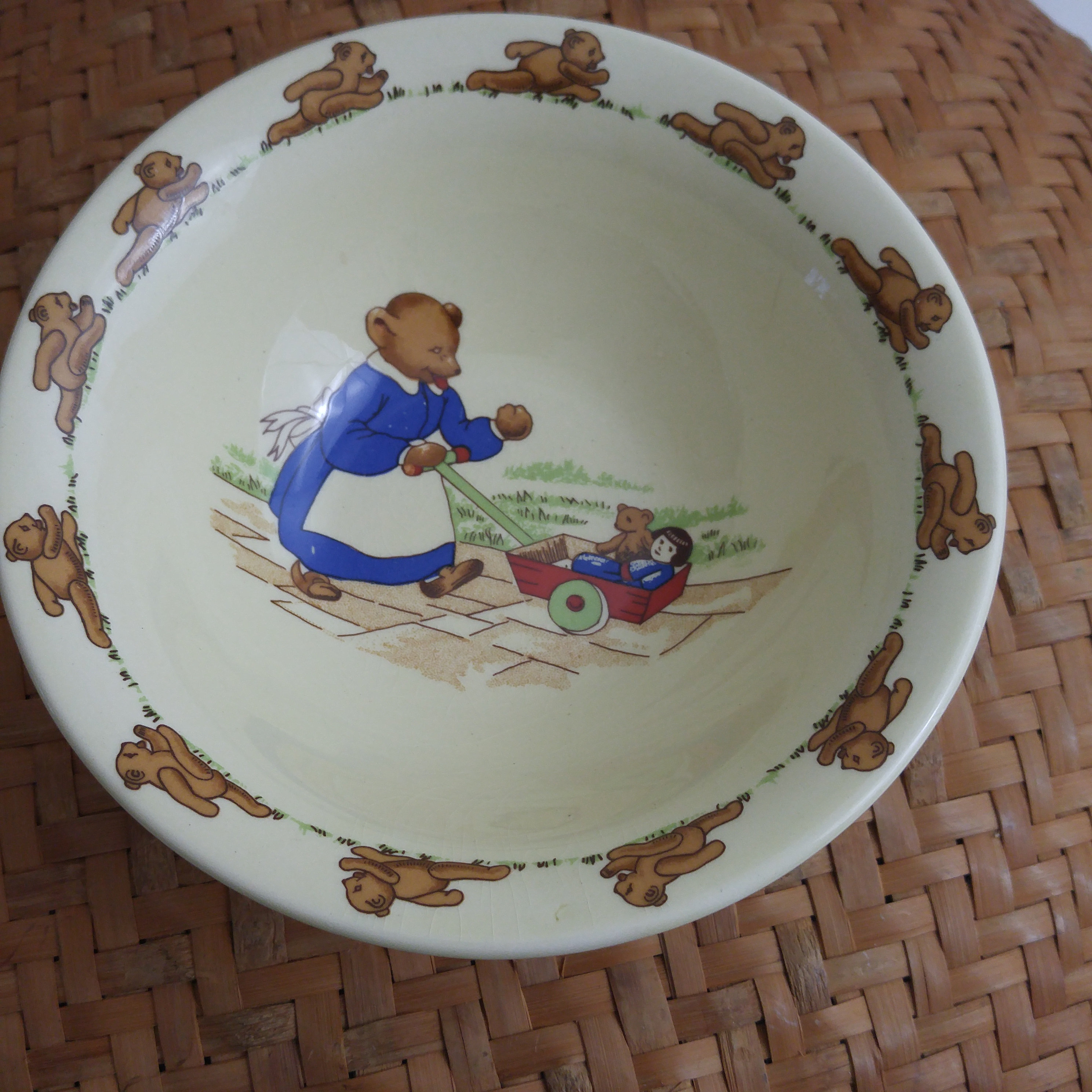 Sylva Ceramics Child's Bowl Sylva'c' Running Bear Rim Made in