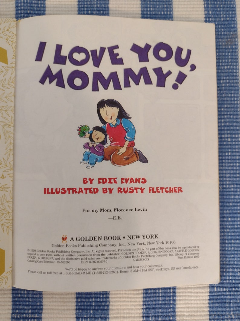 A Little Golden Book 1999 I Love You Mommy! by Edie Evans Illustrated ...