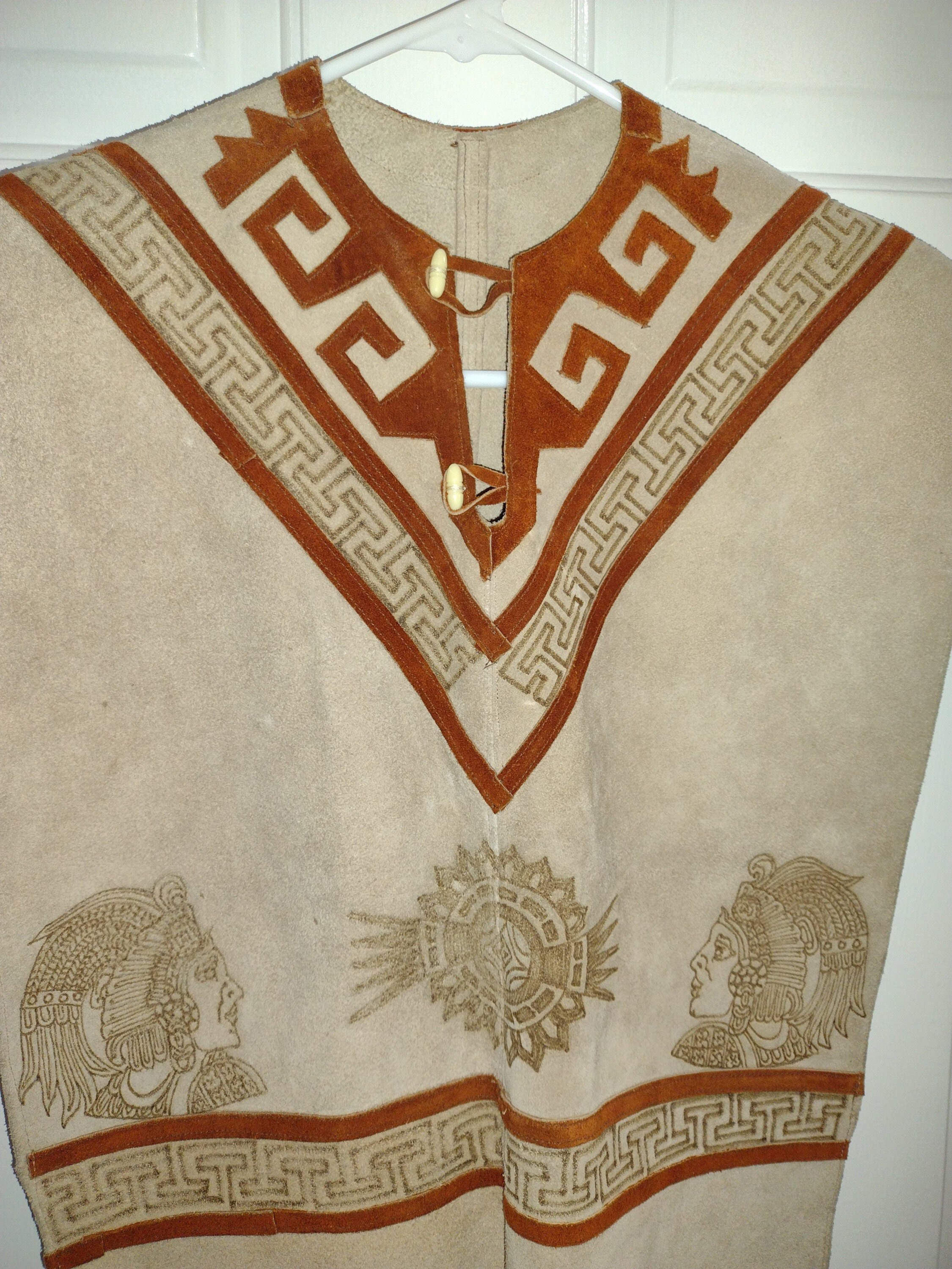 ジャケット・アウター vintage hand paint leather poncho Upcycled Frida Handmade Vintage Leather Poncho” Hand Painted