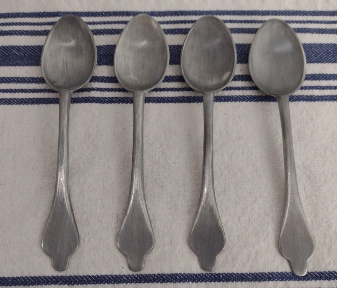 Vintage Pewter Spoons With Rat Tail Back No Makers Mark Etsy