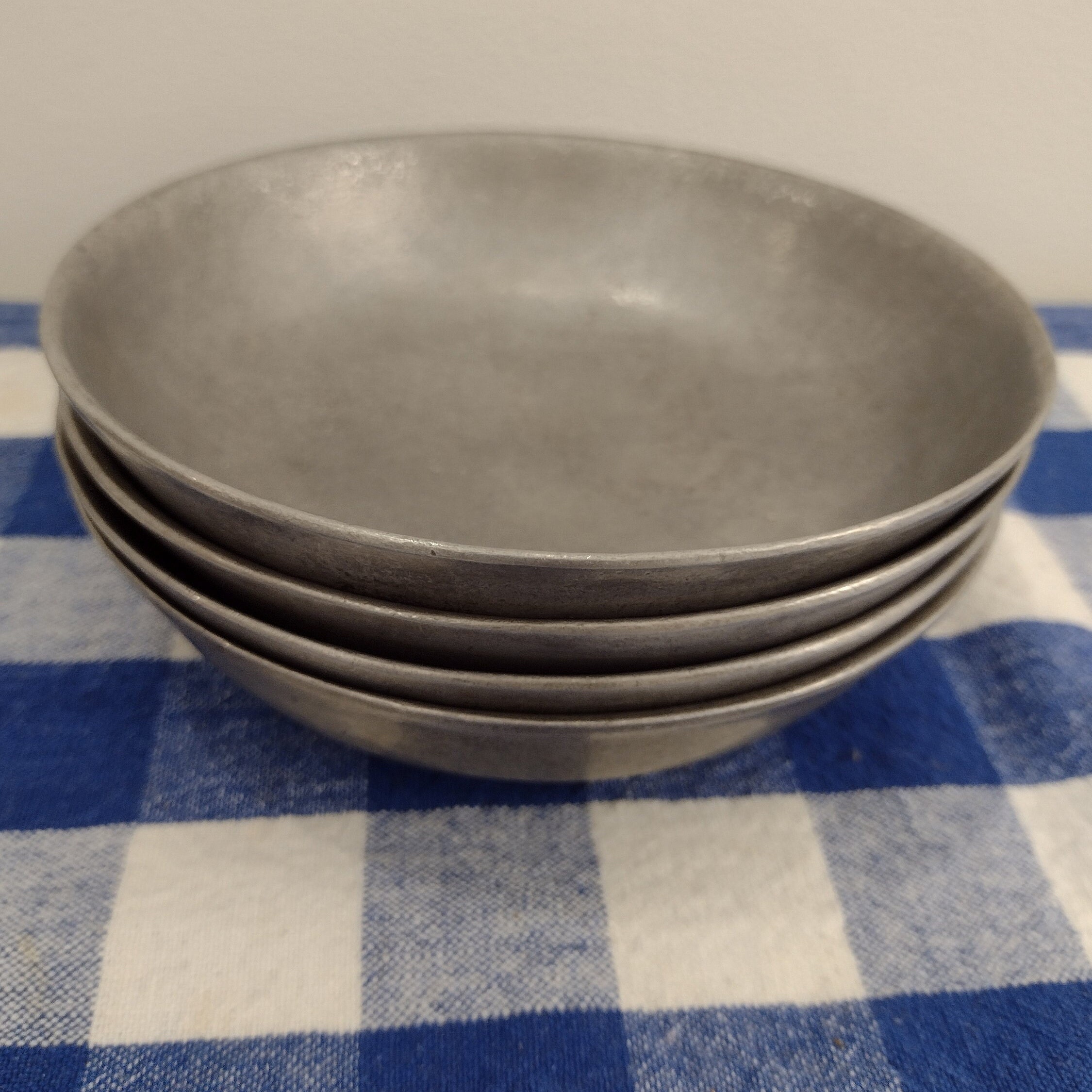 Vintage Pewter Bowls Set of Four Etsy