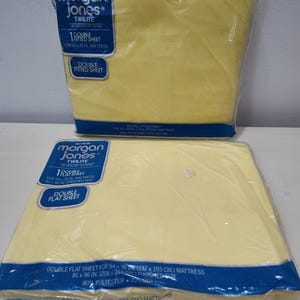 Vtg Morgan Jones Flat and Fitted Yellow Sheets Double Size 120 Thread Count- Twilite