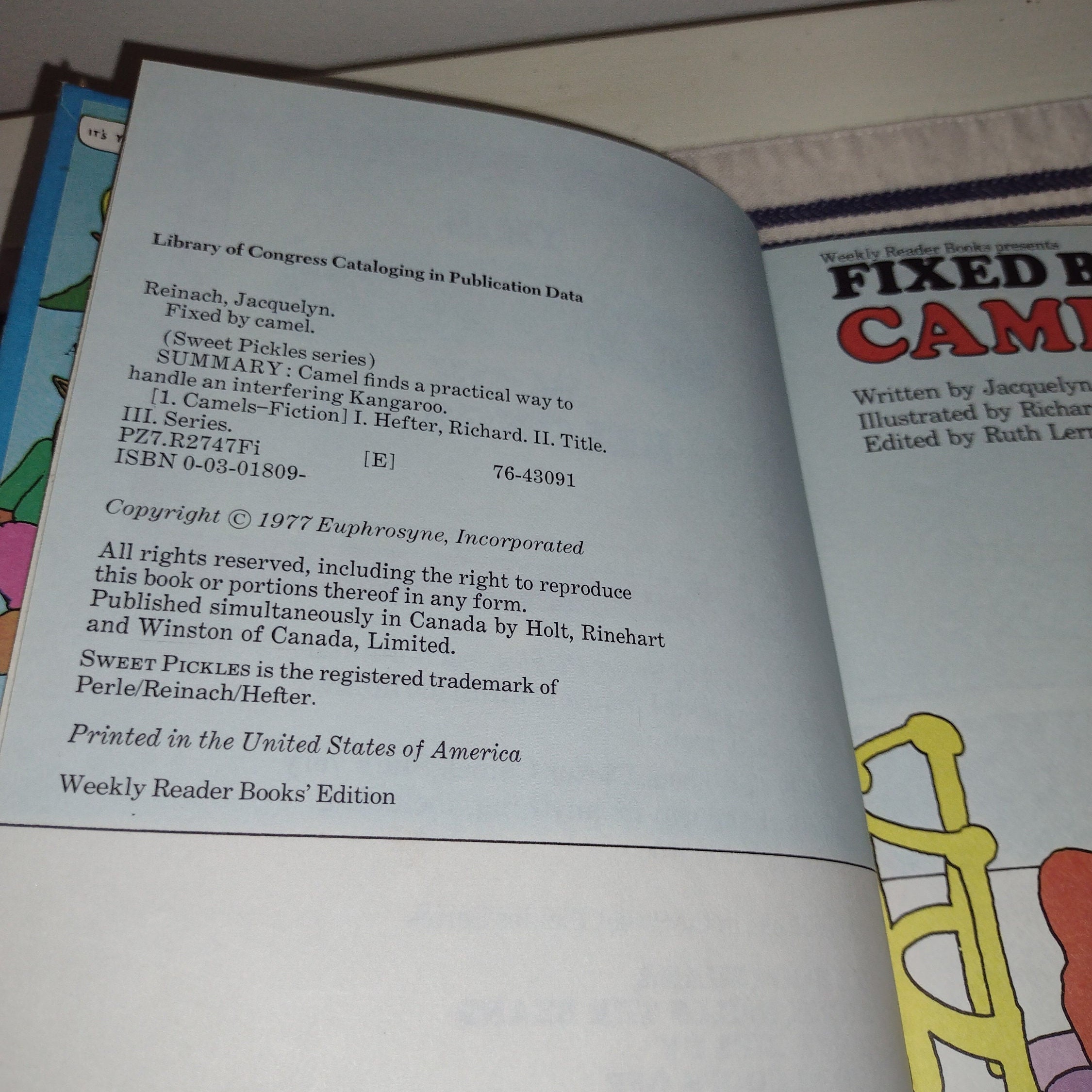Sweet Pickles Book Fixed by Camel 1977 Weekly Reader Books Etsy