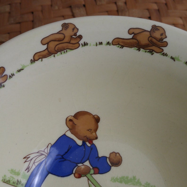 Sylva Ceramics Child's Bowl Sylva'c' Running Bear Rim Made in
