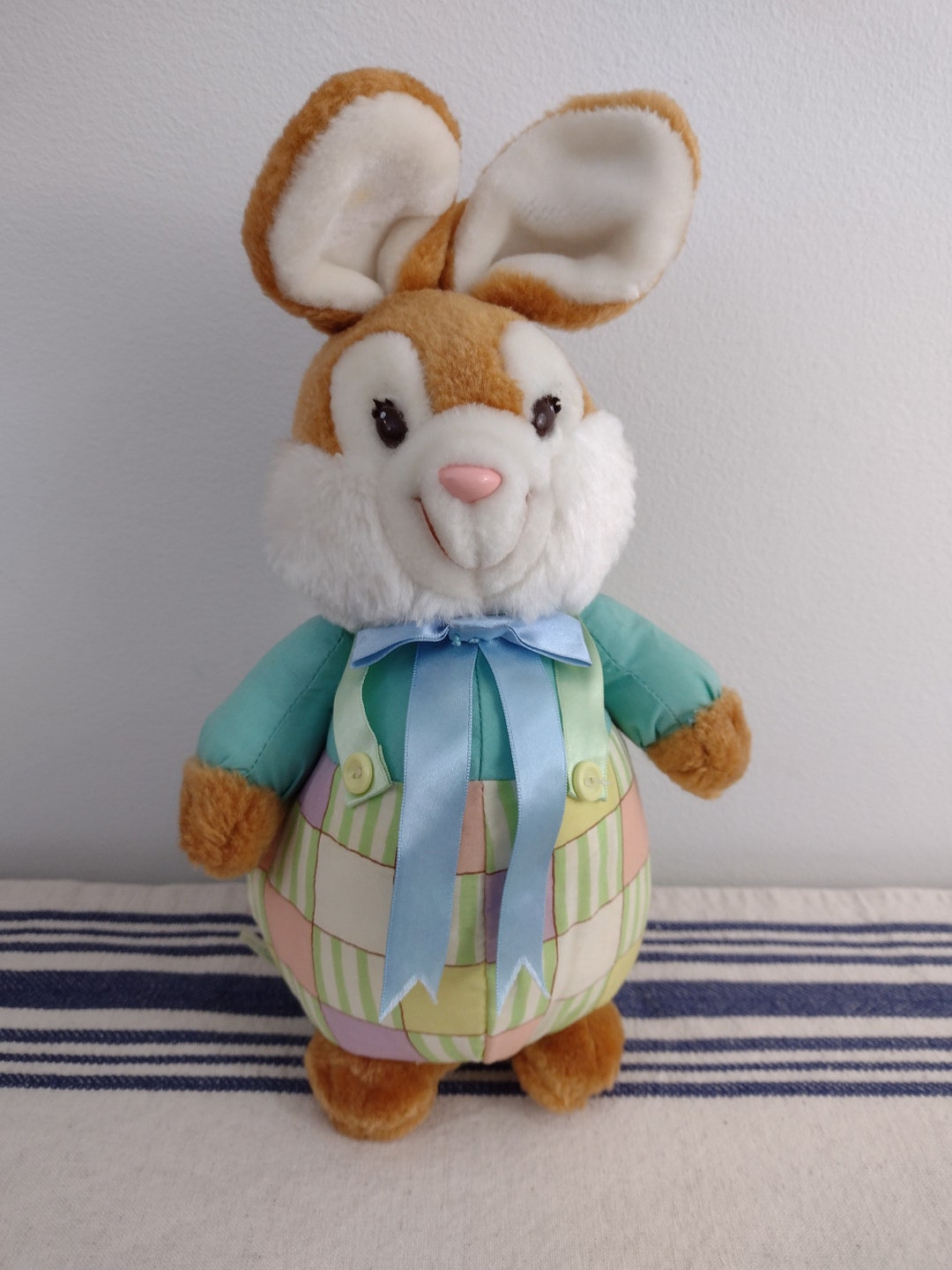 Vintage 1989 Bloomer Bunny Soft Plush Rabbit American Greetings Corp. Easter Rabbit Pastel ...