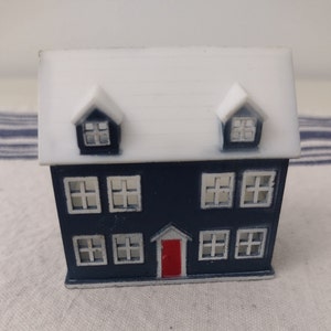 Dollhouse Minature Blue Colonial House Open Back