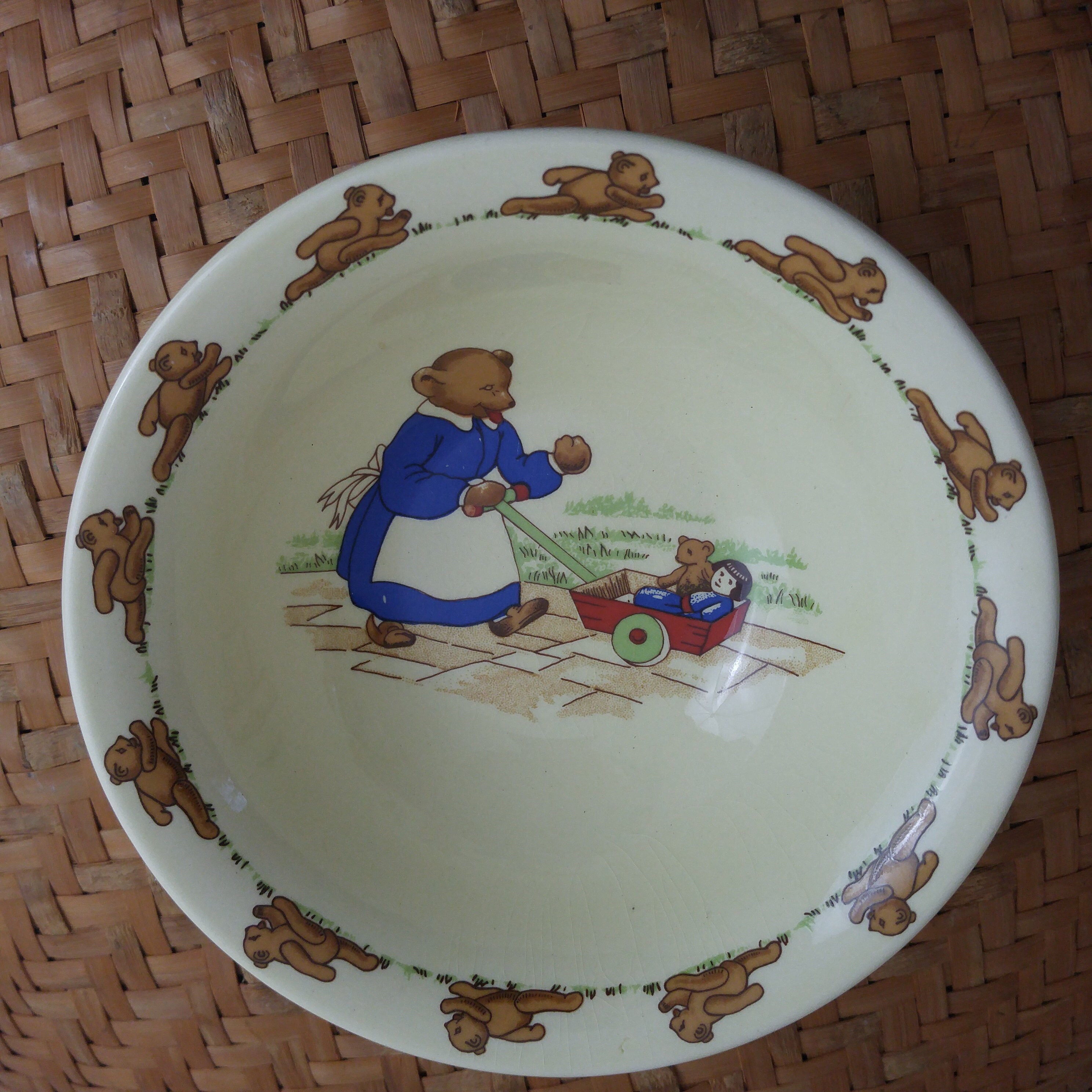 Sylva Ceramics Child's Bowl Sylva'c' Running Bear Rim Made in