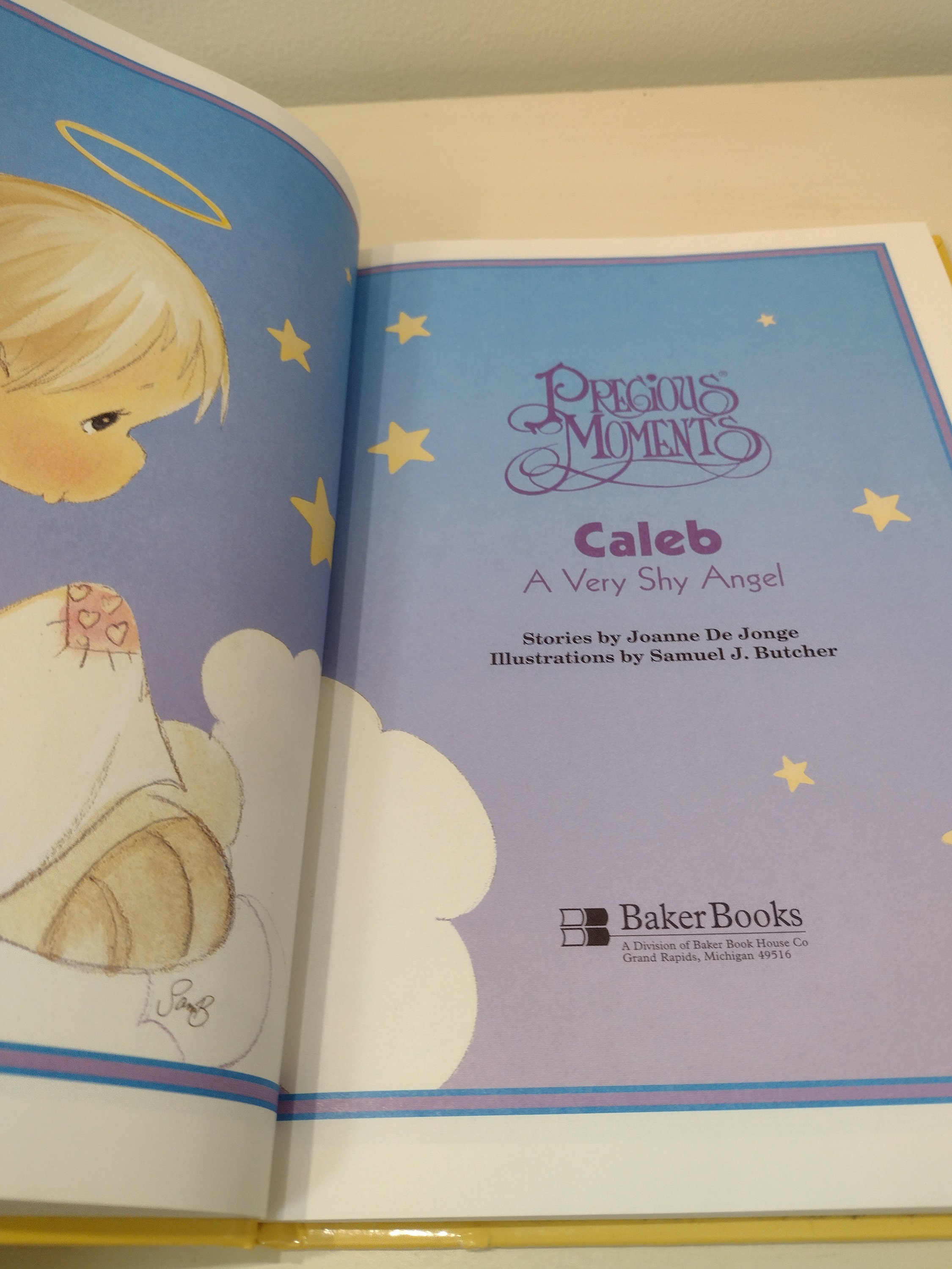 Precious Moments Caleb A Very Shy Angel 1996 Hardcover Book by Joanne Dejonge Illustrations by ...