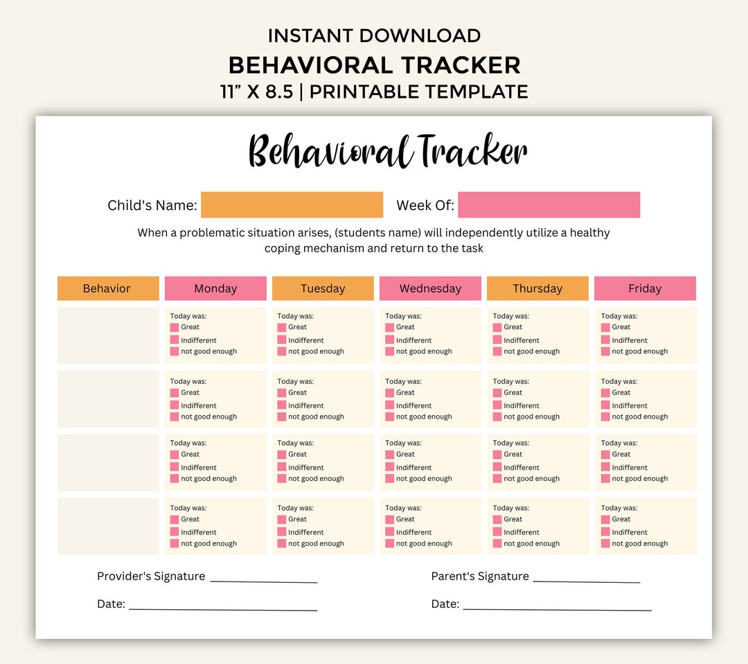 Comprehensive Child Behavioral Tracking Template, Edit in Canva, Custom