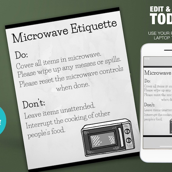 Microwave Etiquette Printable - Etsy