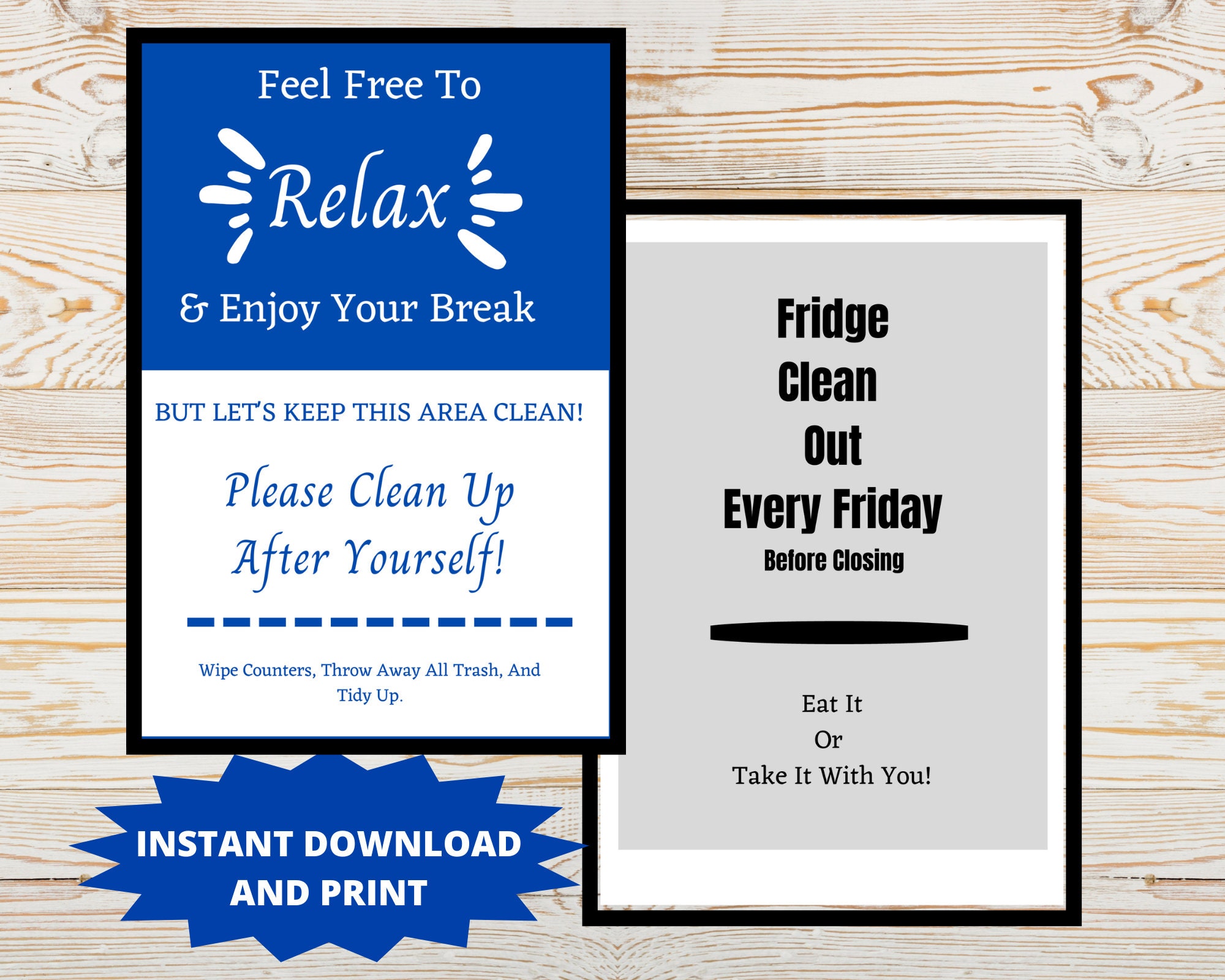 Keep Area Clean Signs 2 Printable Signs for Fridge and - Etsy