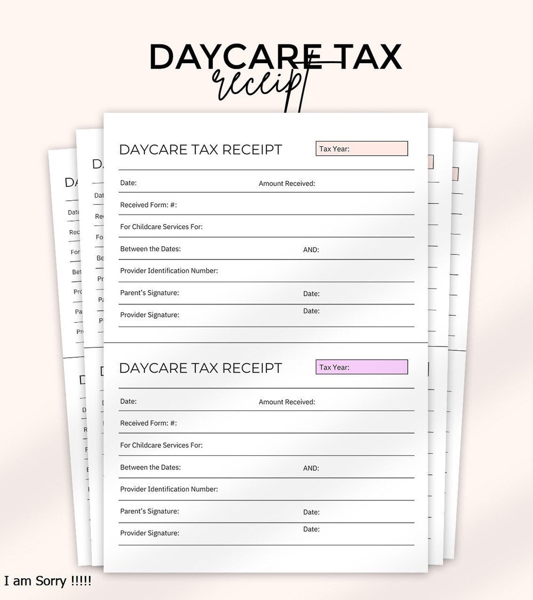 Digital Daycare Tax Receipt Editable Childcare Tax Deduction Etsy Canada