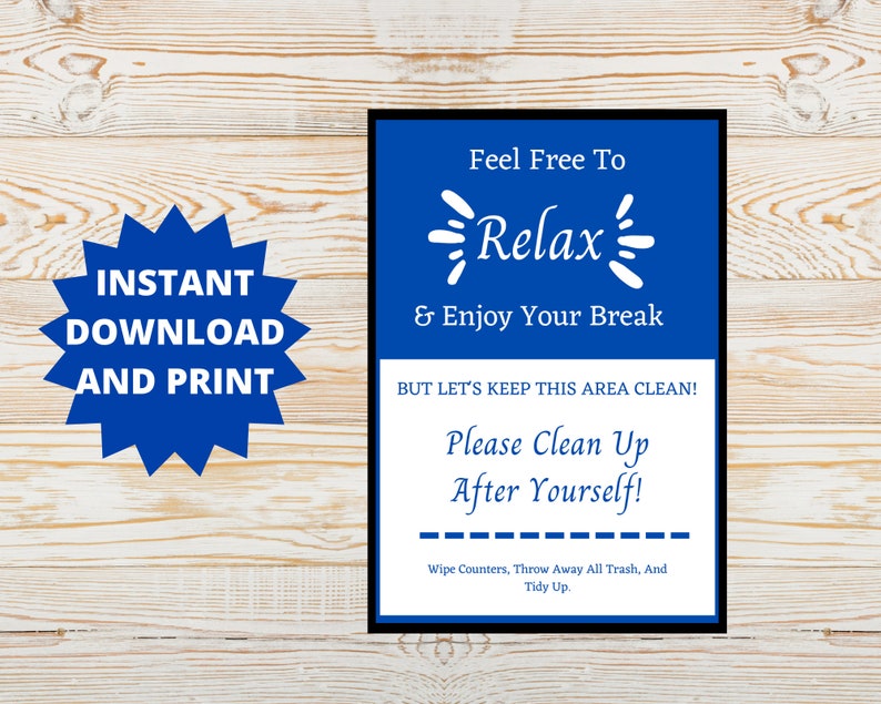 Keep Area Clean Signs 2 Printable Signs for Fridge, and Breakroom ...