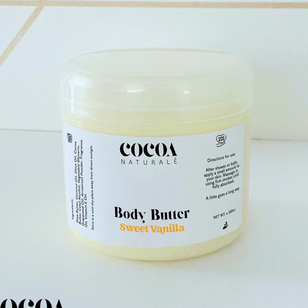 Sweet Vanilla Body Butter Cream | Natural Butters Body Butter | Shea Butter and Cocoa Butter |