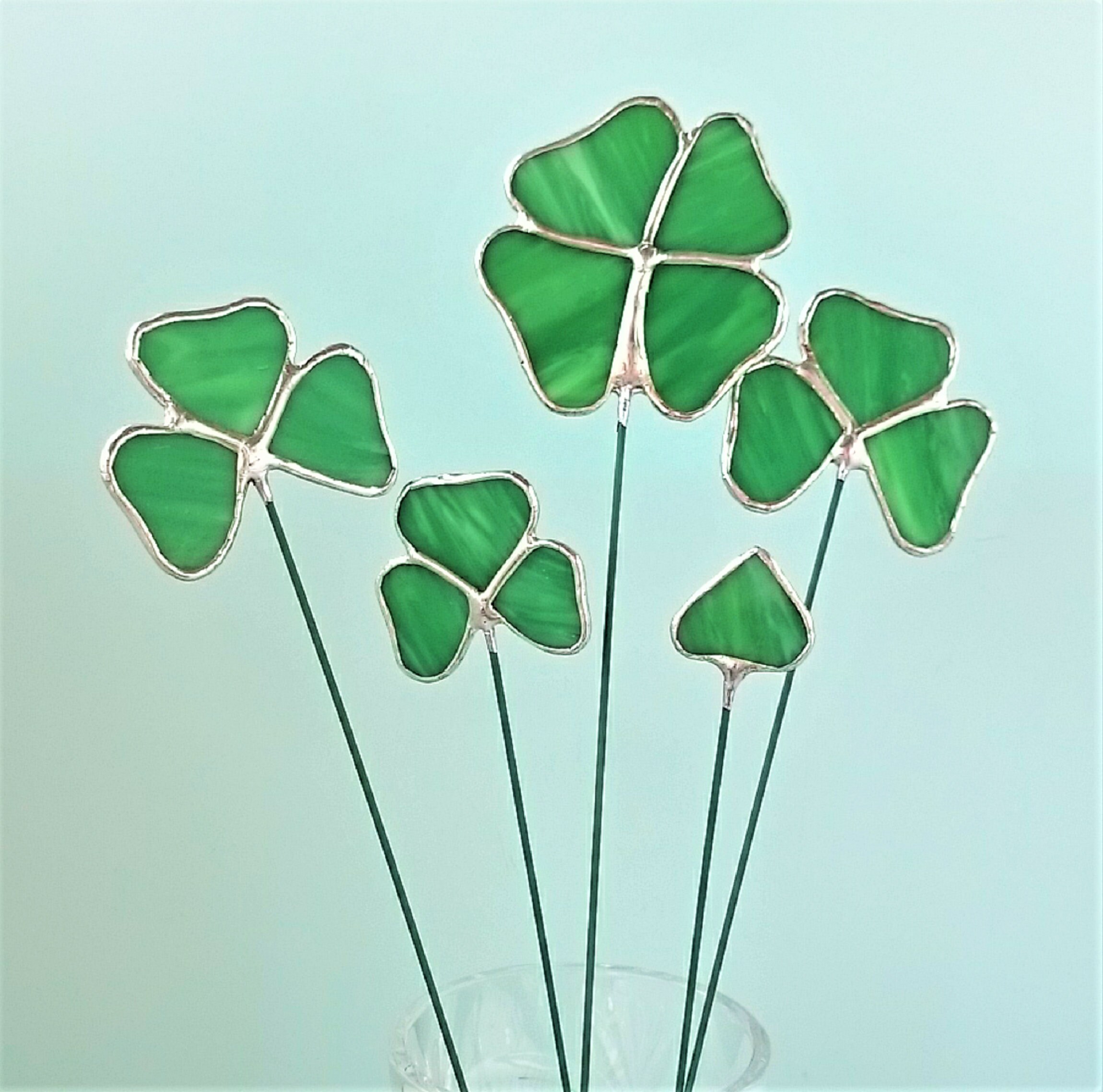 Four leaf clover Stained glass leaves Сlover Shamrock set Etsy