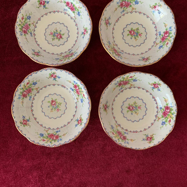 Set of 4 Royal Albert Petit Point Fruit Nappies.  Made in England