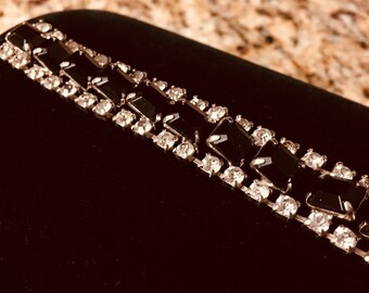 Rhinestone Tennis Bracelet 50s Glamor Gal VLV Rockabilly Prong Set Rhinestones