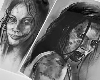 2 art prints Evil Dead Mia and Ellie