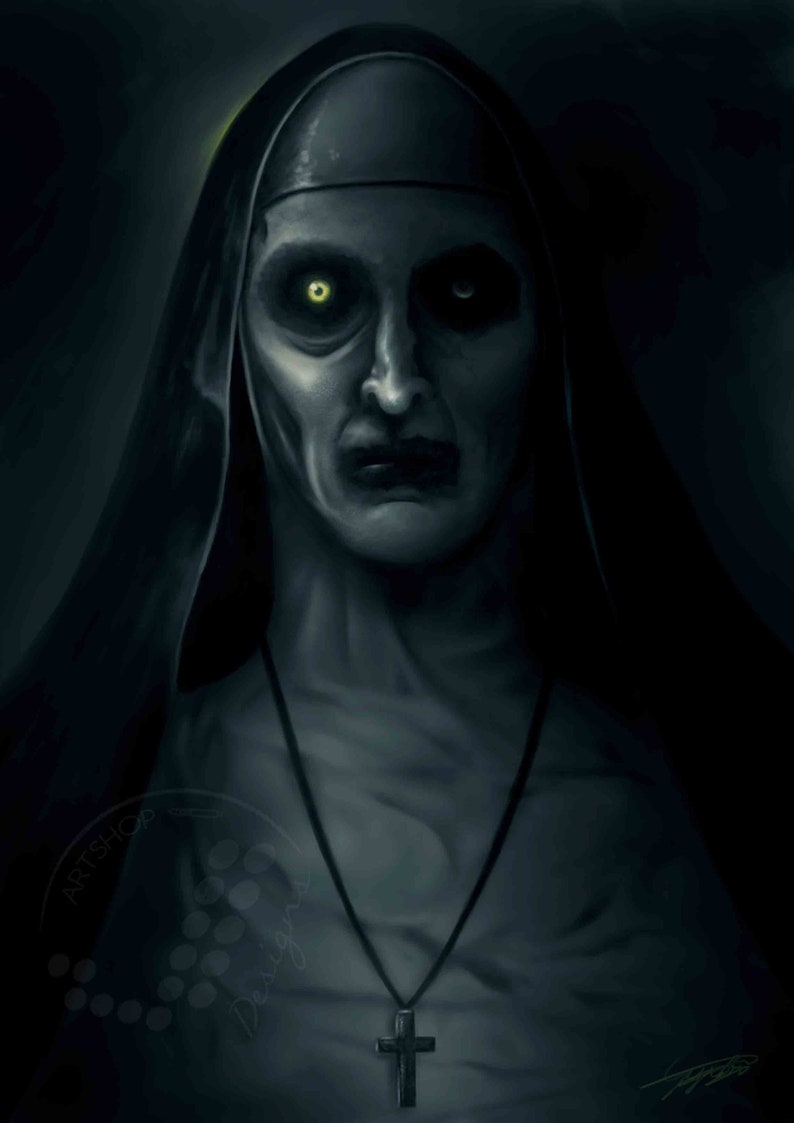 Art print Valak A4 A3 digital painting The Conjuring 2 Demon nun image 2