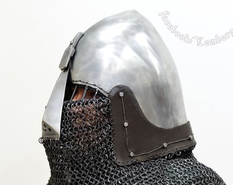 Nasal Bascinet Helm with padding and aventail included with extra bars according to the SCA regulations, for Buhurt International and IMCF.